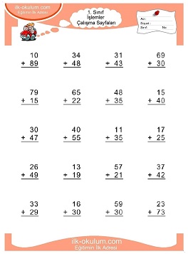 Çocuklar İçin toplam işlemi yaprak testleri 